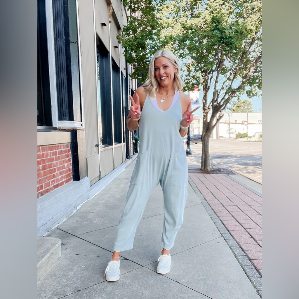 Free People Thermal Waffle Gray One Piece Jumpsuit